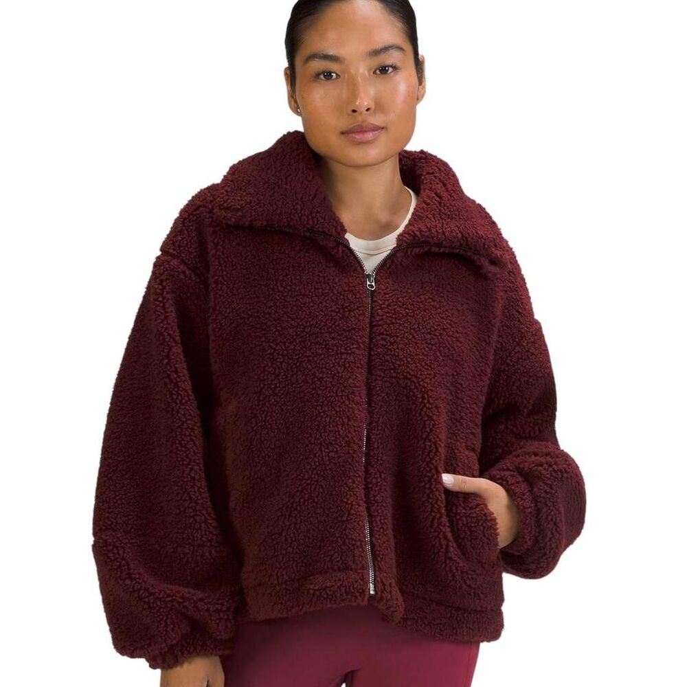 Lululemon Cinchable Fleece Zip-Up in Red Merlot